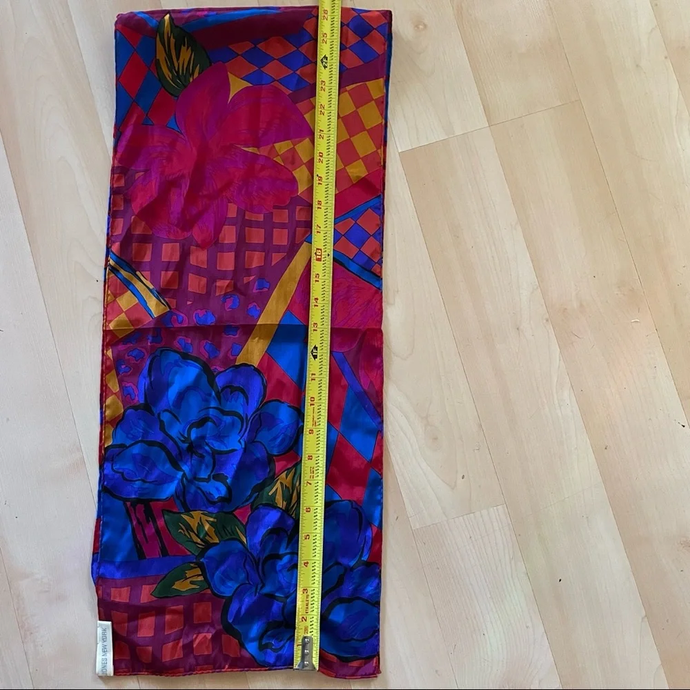 Vintage bright multicolored Jones New York silk scarf